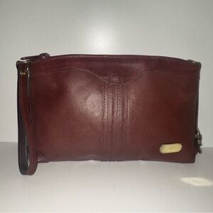 Elegant Burgundy Leather Wristlet